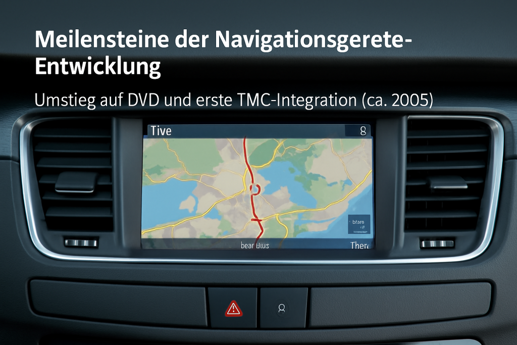 Meilensteine der Navigationsgeräte-Entwicklung: Umstieg auf DVD und erste TMC-Integration (ca. 2005)